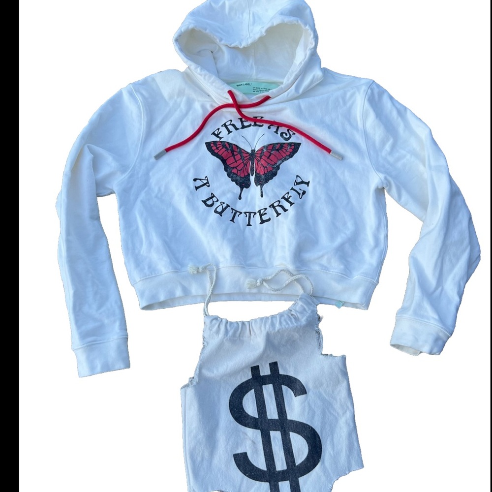 Off-White White Hoodie with Red Accents